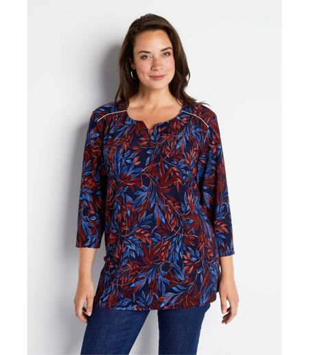 T-shirt long évasé manches 3/4 col rond