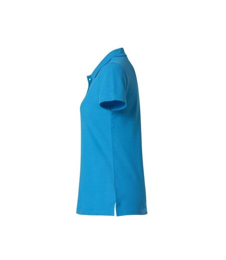 Womens/ladies Plain Polo Shirt Turquoise Clique