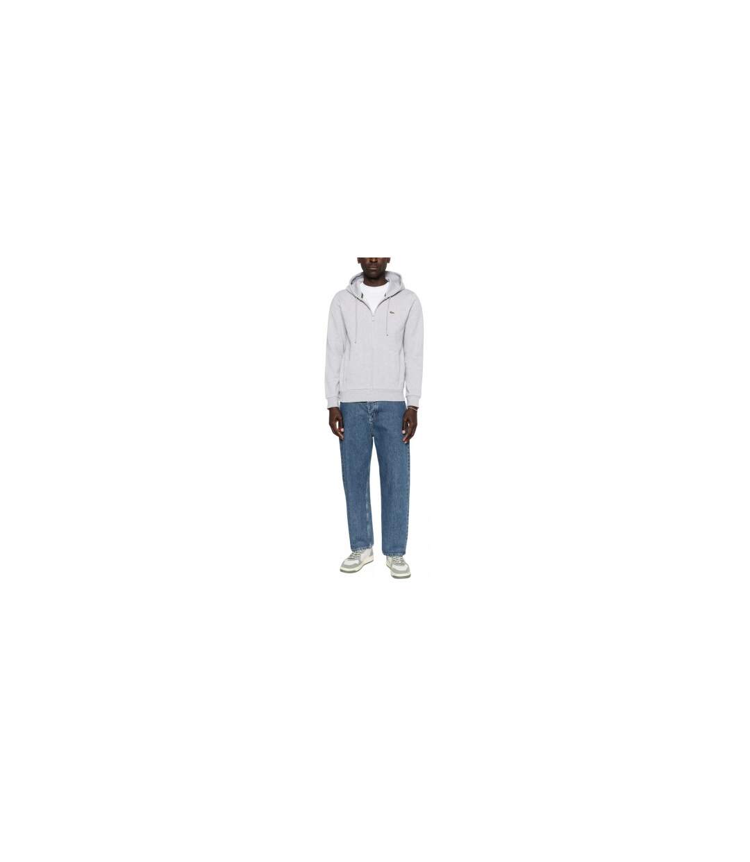 Mens Logo Relaxed Fit Long-sleeved Hoodie Silver Grey Lacoste-1