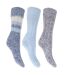 FLOSO Ladies/Womens Thermal Thick Chunky Wool Blended Socks (Pack Of 3) (Blue) - UTW419
