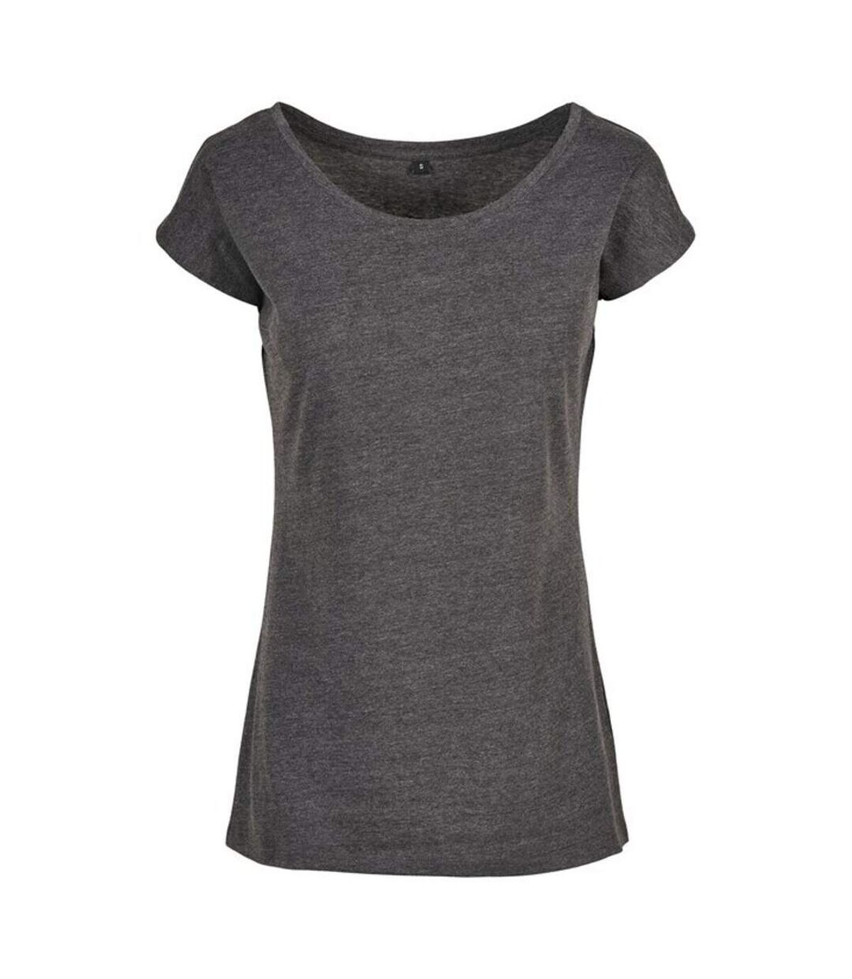 Build Your Brand Womens/Ladies Wide Neck T-Shirt (Charcoal)