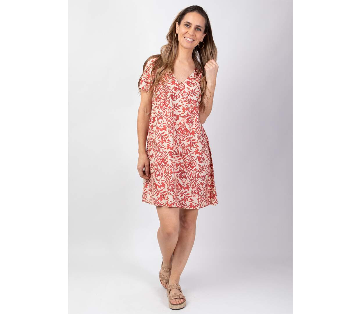 Robe courte en viscose de plage MAJA motif ethnique chic Coton Du Monde-2