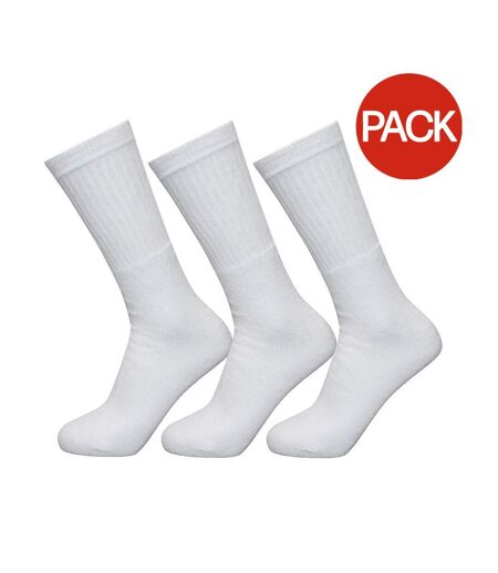 Pack Of 3  Unisex Adult Sports Crew Socks  White Exceptio