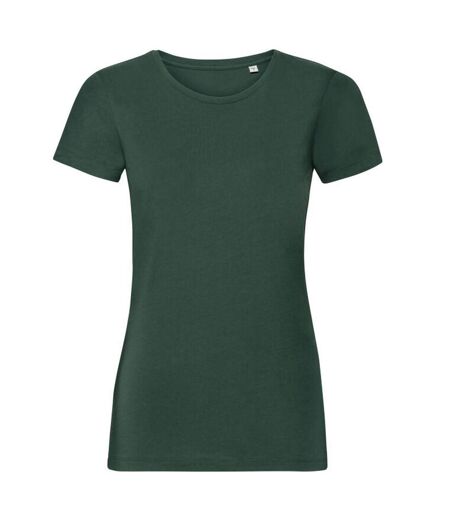 Womens/ladies short-sleeved t-shirt bottle green Russell