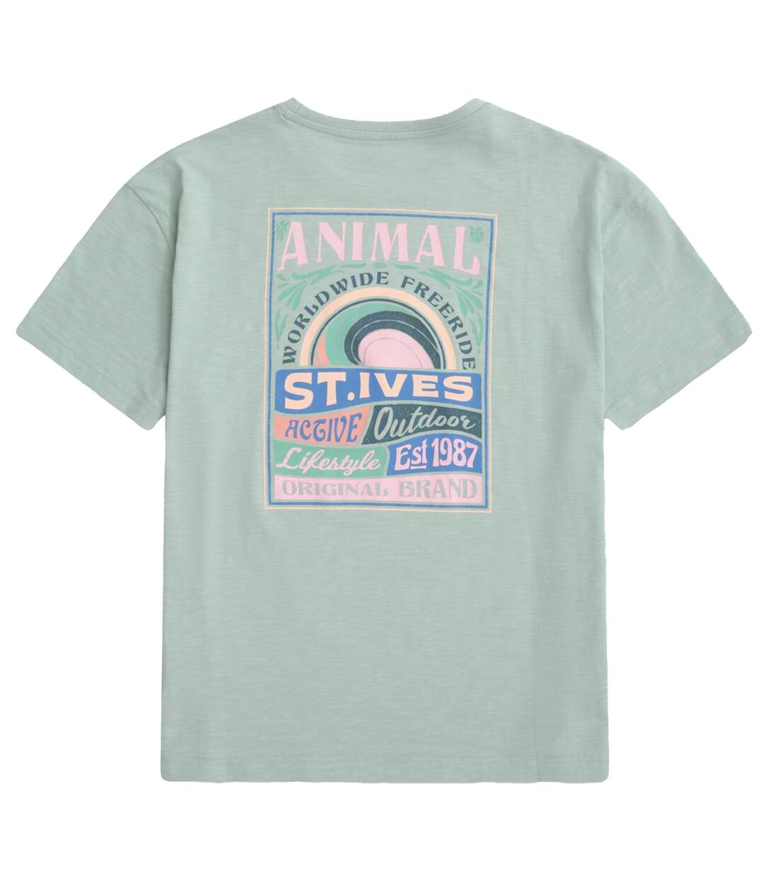 Womens/ladies leena st ives t-shirt green Animal-2