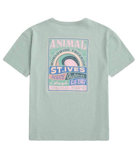 Womens/ladies leena st ives t-shirt green Animal