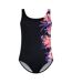 Womens/ladies Floral Scoopback One Piece Swimsuit Black Zoggs-1