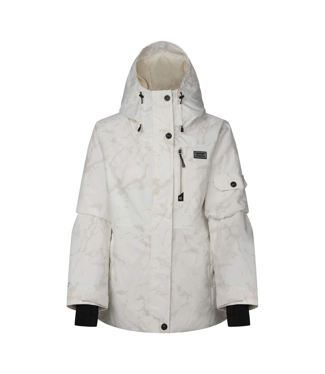 Blouson De Ski À Capuche Ajustable Motif/style Effet Craquelé Snowline Femme Blanc Cassé Imprimé Dare 2B-2