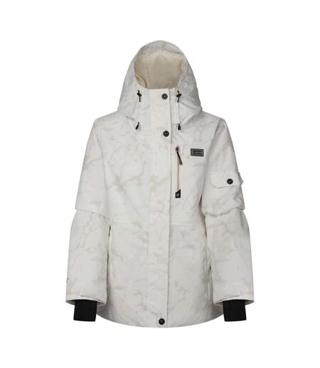 Blouson De Ski À Capuche Ajustable Motif/style Effet Craquelé Snowline Femme Blanc Cassé Imprimé Dare 2B