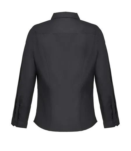 Womens/ladies Bailey Poplin Long-sleeved Shirt Black SOLS