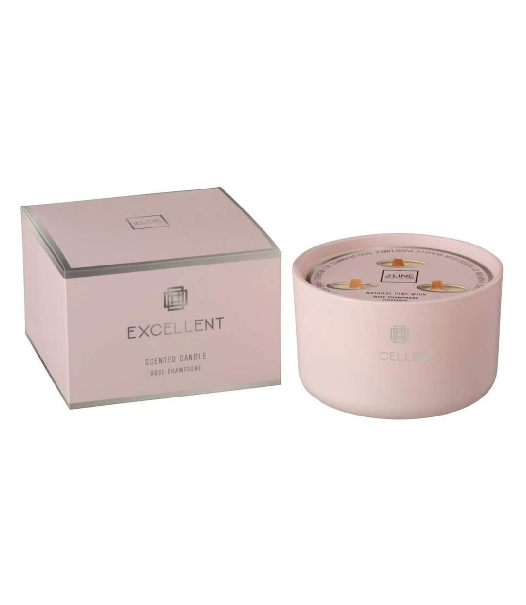 Bougie Parfumée en Verre Excellent 13cm Rose Champagne Pâle-1