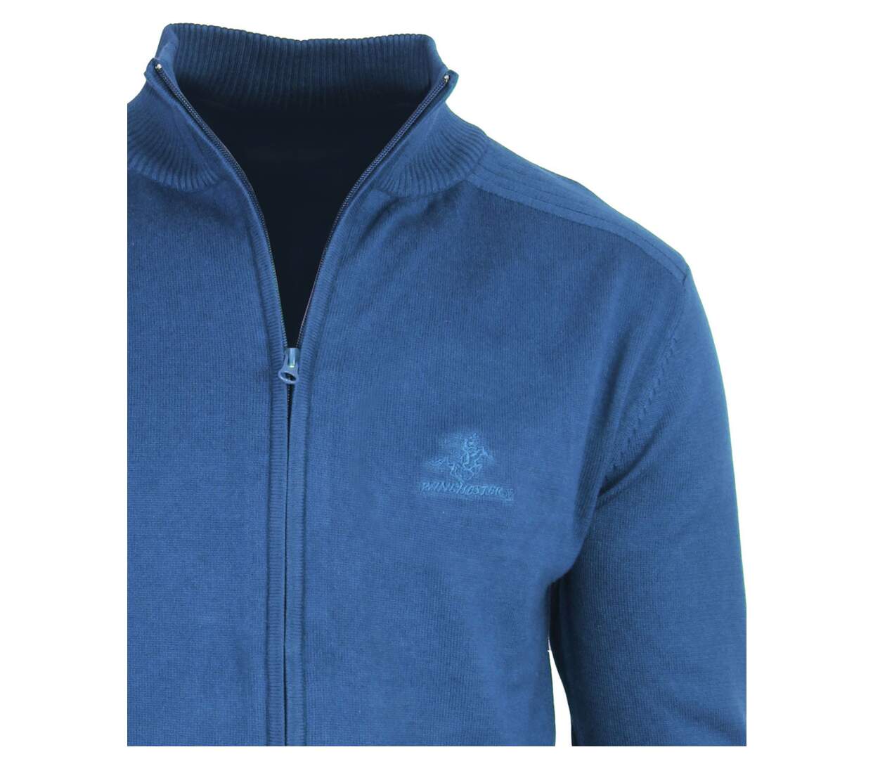 Cardigan Zippé Homme Bleu Winchester 100% Coton Doux & Confortable-4