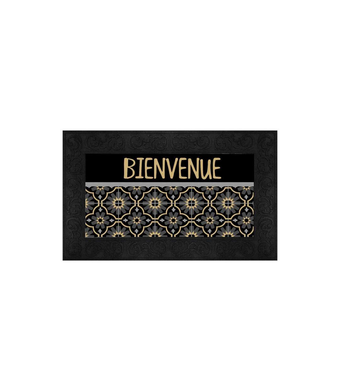 Tapis Relief Imprimé Tomina 45x75cm Noir & Or-1