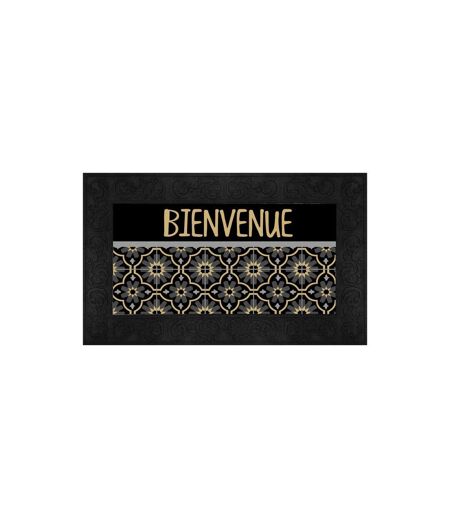 Tapis Relief Imprimé Tomina 45x75cm Noir & Or