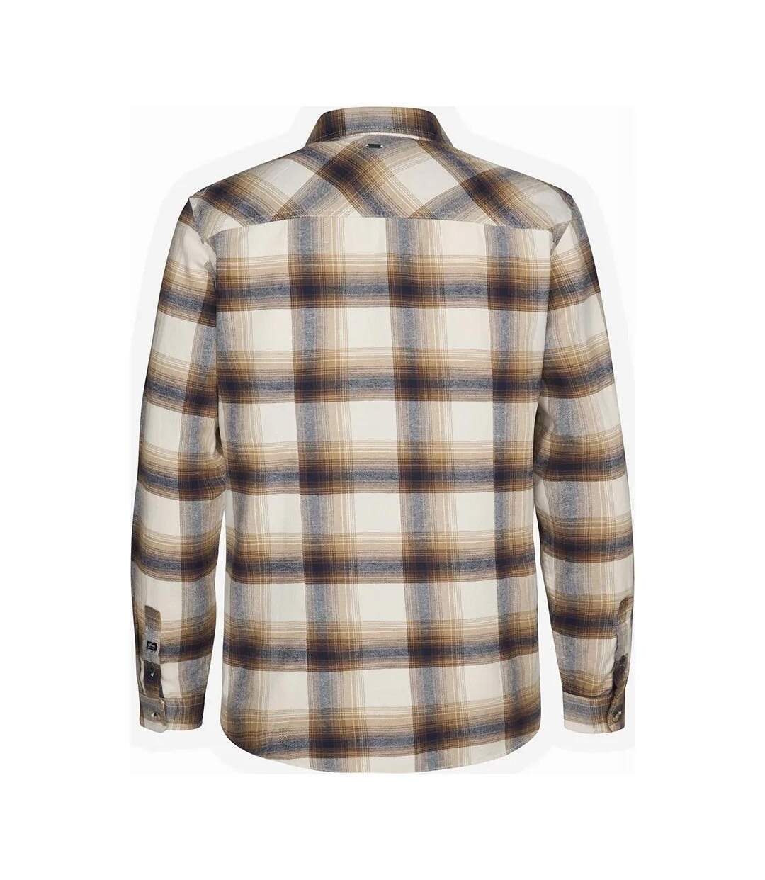 Chemise carreaux marron/beige homme petrol industries sleeve check-2