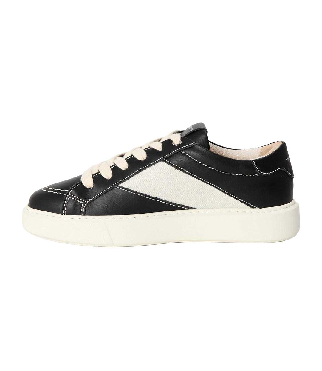 Mens Leather Low Cut Trainers Black Off White Belier-3