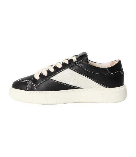 Mens Leather Low Cut Trainers Black Off White Belier