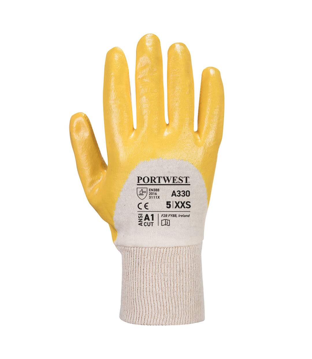 Unisex adult a330 lightweight nitrile safety gloves xxl yellow Portwest-2