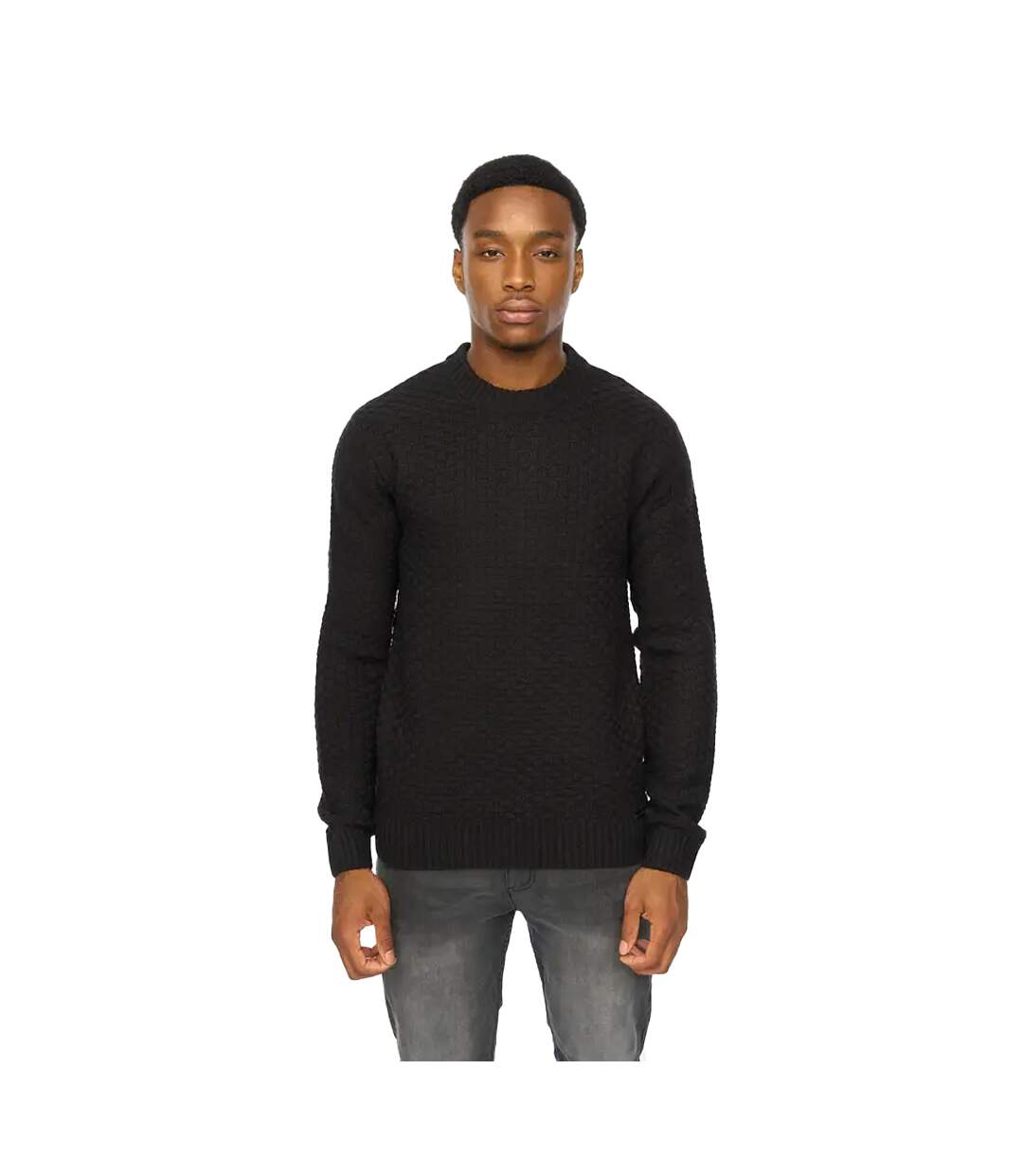 Mens Matera Textured Knitted Jumper Black Duck And Cover-2