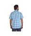 Mens Pacific Checked Linen-look Short-sleeved Shirt Sky Blue Raging Bull-3