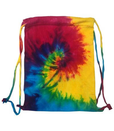 Colortone Tie Dye Sports Drawstring Tote Bag (Reactive Rainbow) (One Size) - UTRW2636