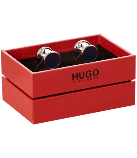Mens Polished Round Formal Cufflinks One Size Blue Hugo
