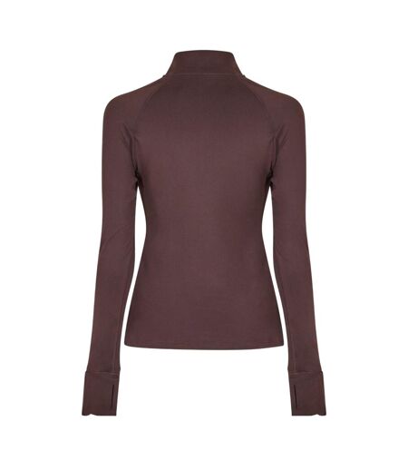 Womens/ladies Plain Long-sleeved Base Layer Top Espresso USA