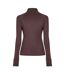 Womens/ladies Plain Long-sleeved Base Layer Top Espresso USA-3