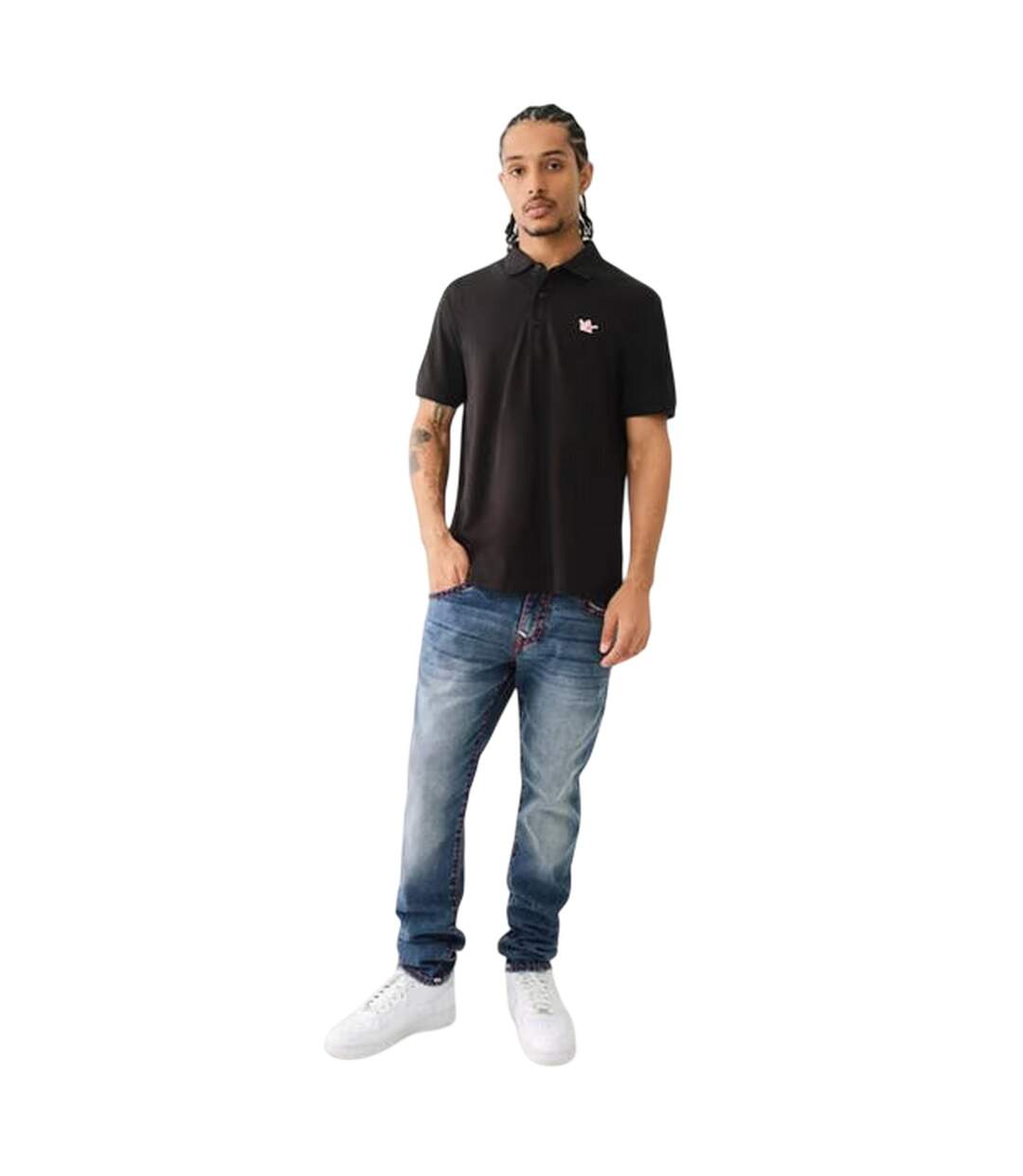Mens Buddha Logo Polo Shirt Jet Black True Religion-4