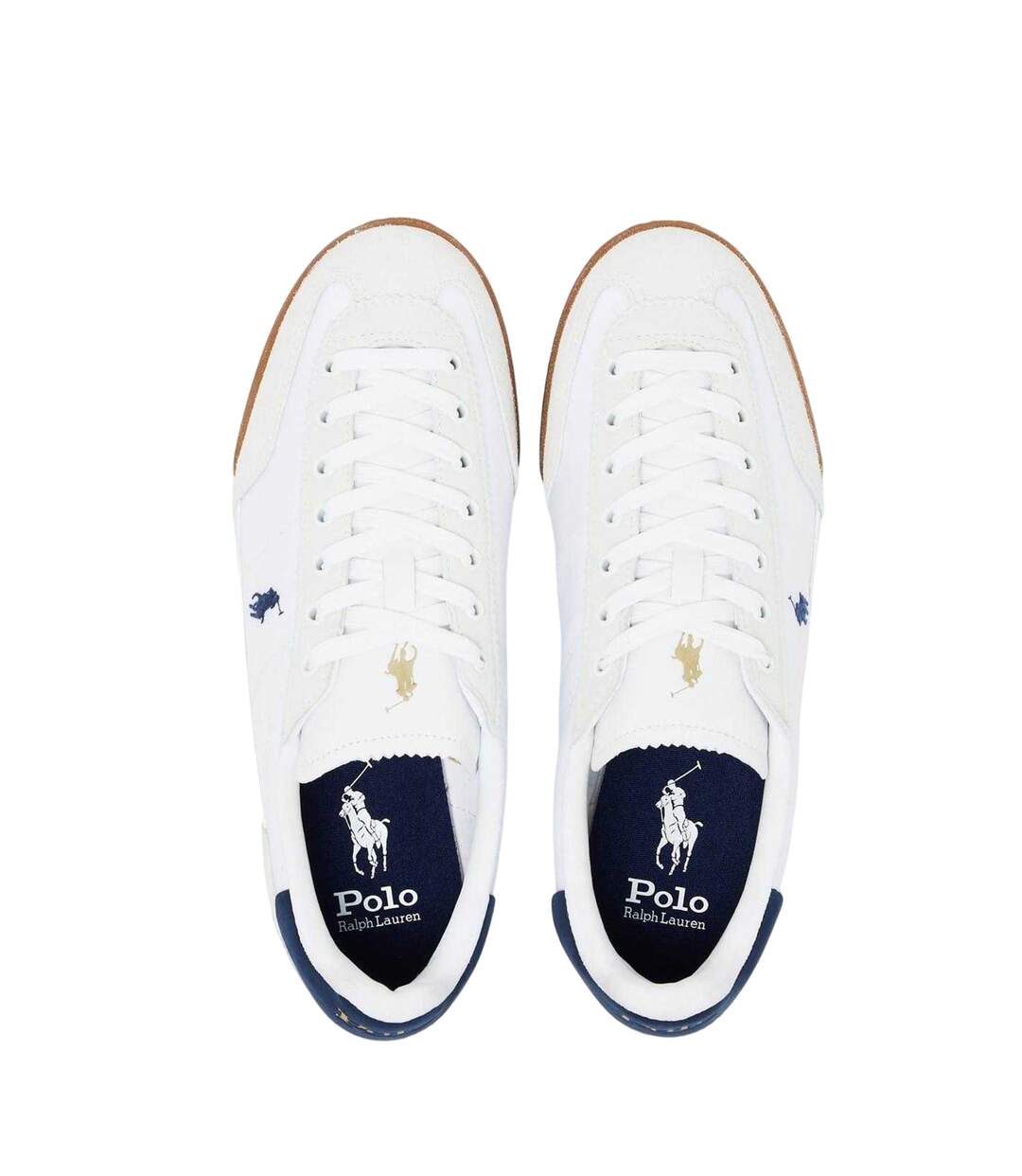 Womens/ladies Hester Leather Trainers White Navy Ralph Lauren-4