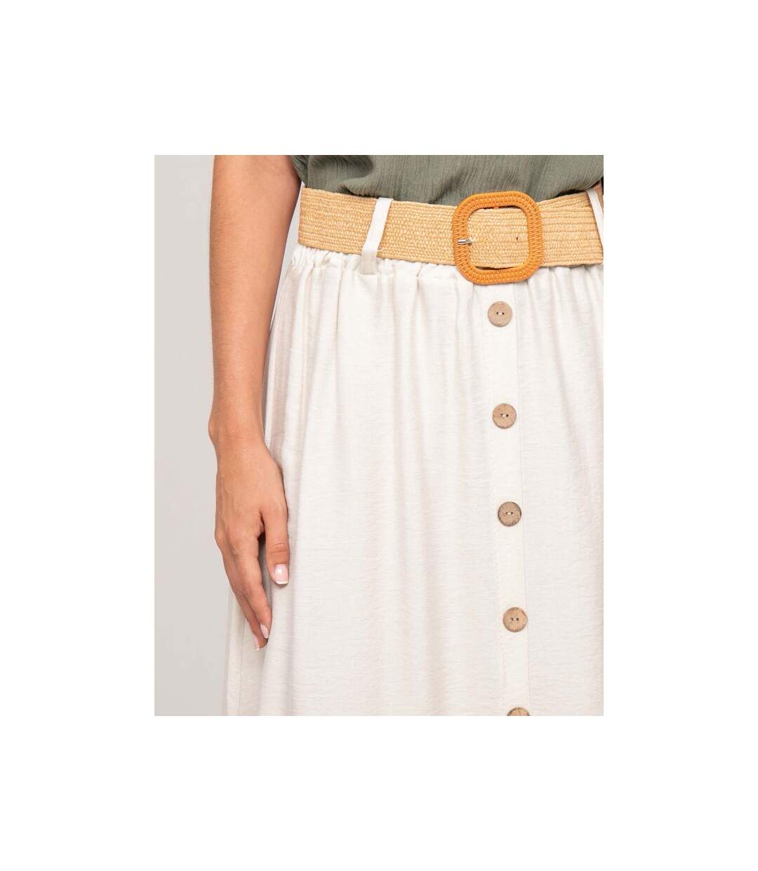 Jupe longue boutonnée avec ceinture XETO - Dona X Lisa-3