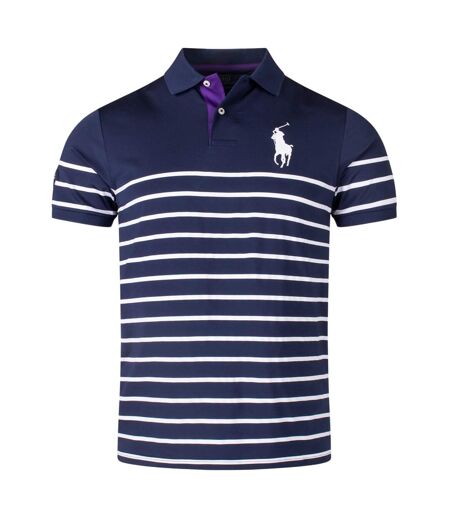 Mens Striped Polo Shirt Navy Ralph Lauren