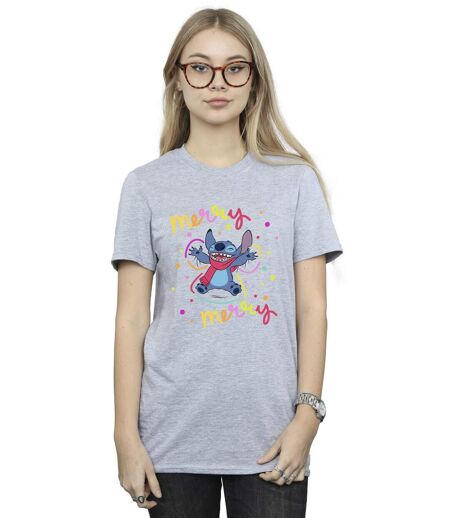 Disney Femmes/Les femmes Lilo & Stitch Merry Rainbow - T-shirt boyfriend en coton (Gris sportif) - UTBI30608