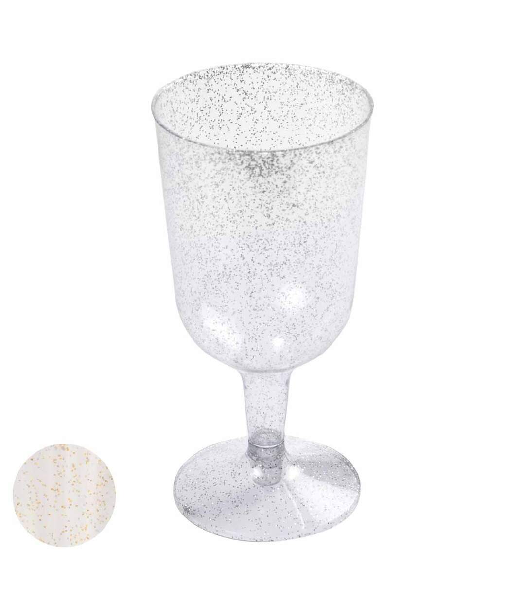 Lot de 6 Verres à Vin Réutilisable Paillettes 18cl Or-2