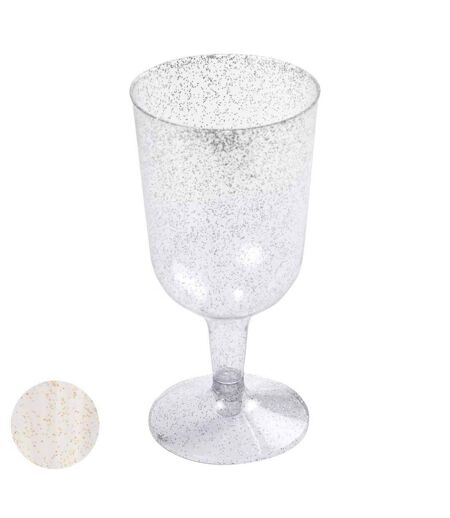 Lot de 6 Verres à Vin Réutilisable Paillettes 18cl Or