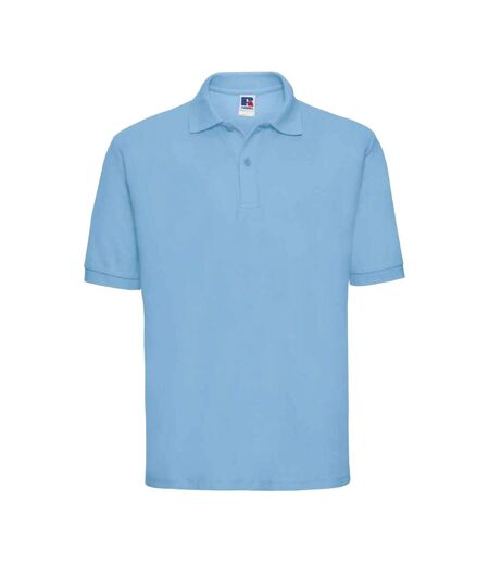 Unisex adult classic polycotton polo shirt sky Russell