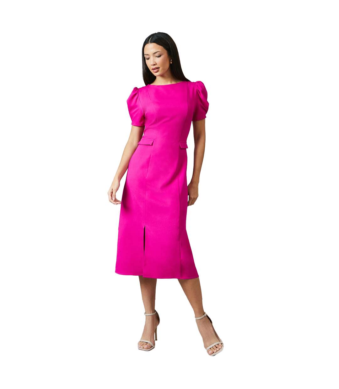 Robe mi-longue femme framboise Principles-3