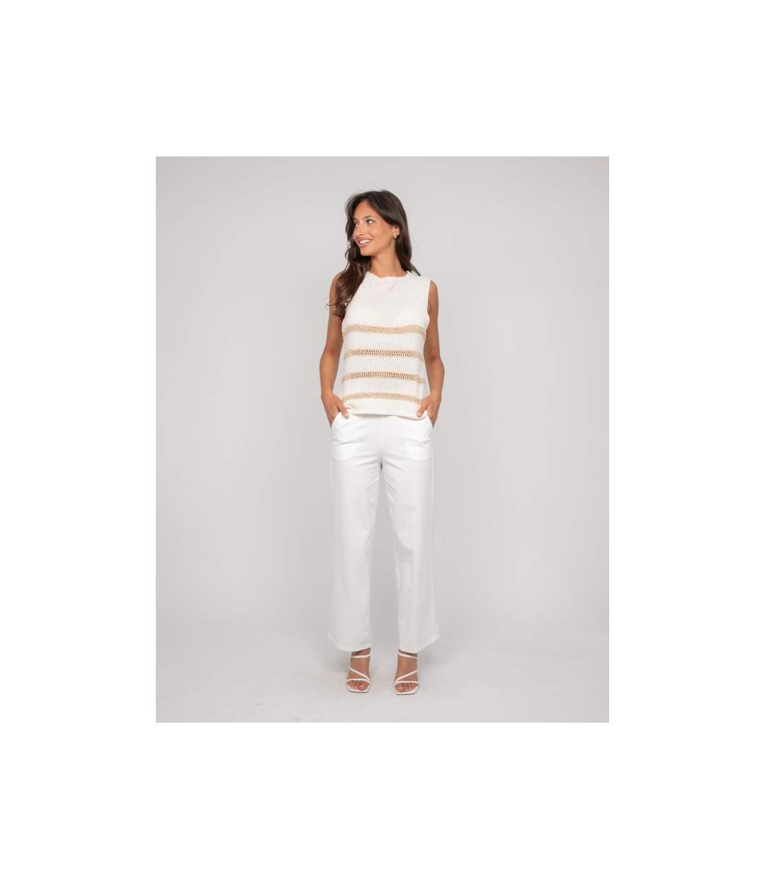 Pull sans manches rayures lurex KAVIA - Dona X Lisa-4