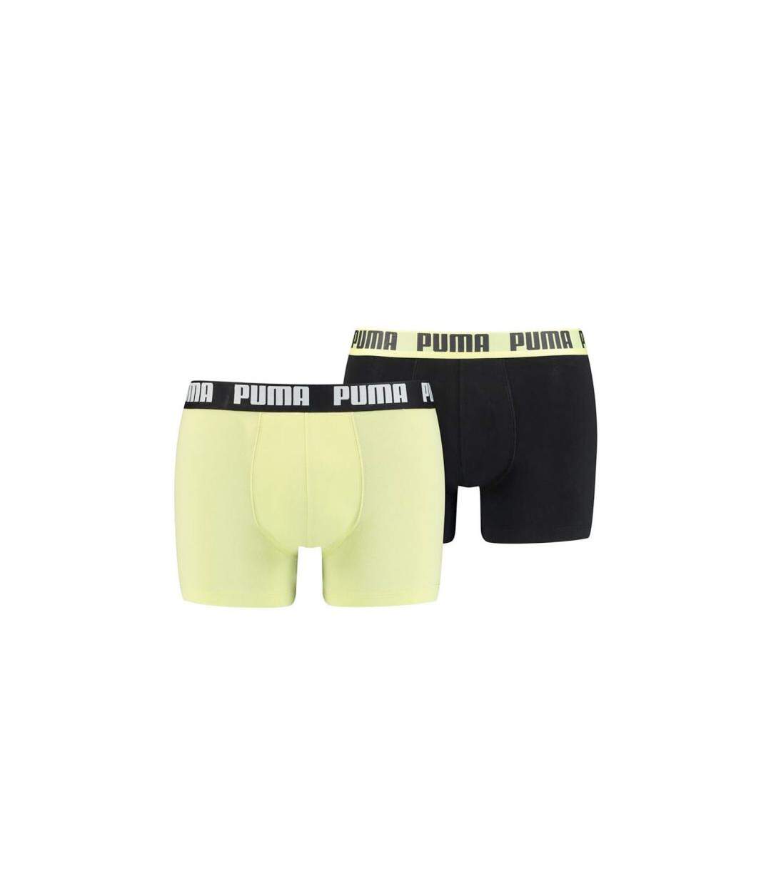 PUMA Lot de 2 Boxers Homme Coton BASIC Noir Jaune