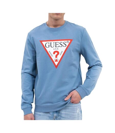 Sweat bleu homme guess triangle logo