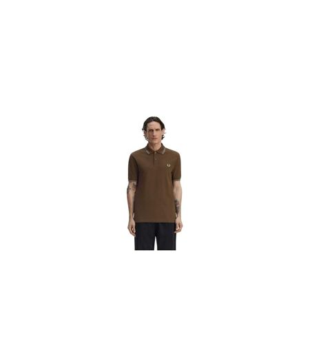 Polo Motif/style Double Pointe Homme Marron Fred Perry