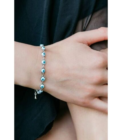 Minimalist Adjustable Evil Eye Charm Beaded Protection Dainty Bracelet