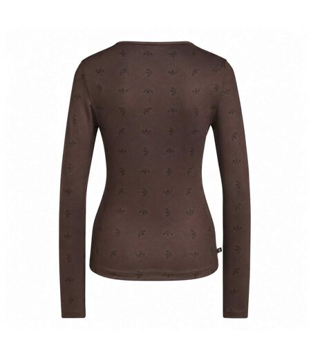 Womens/ladies Trefoil All-over Print Base Layer Top Brown Adidas