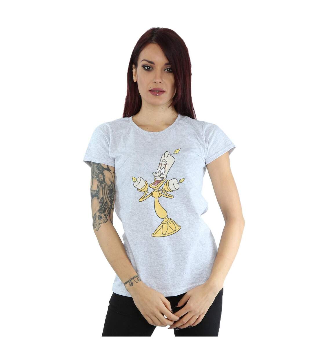 Disney Femme/Ladies Beauty And The Beast Lumiere - T-shirt en coton vieilli (Gris sportif) - UTBI15691-2
