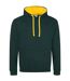 Womens/ladies varsity hoodie forest green/gold Awdis