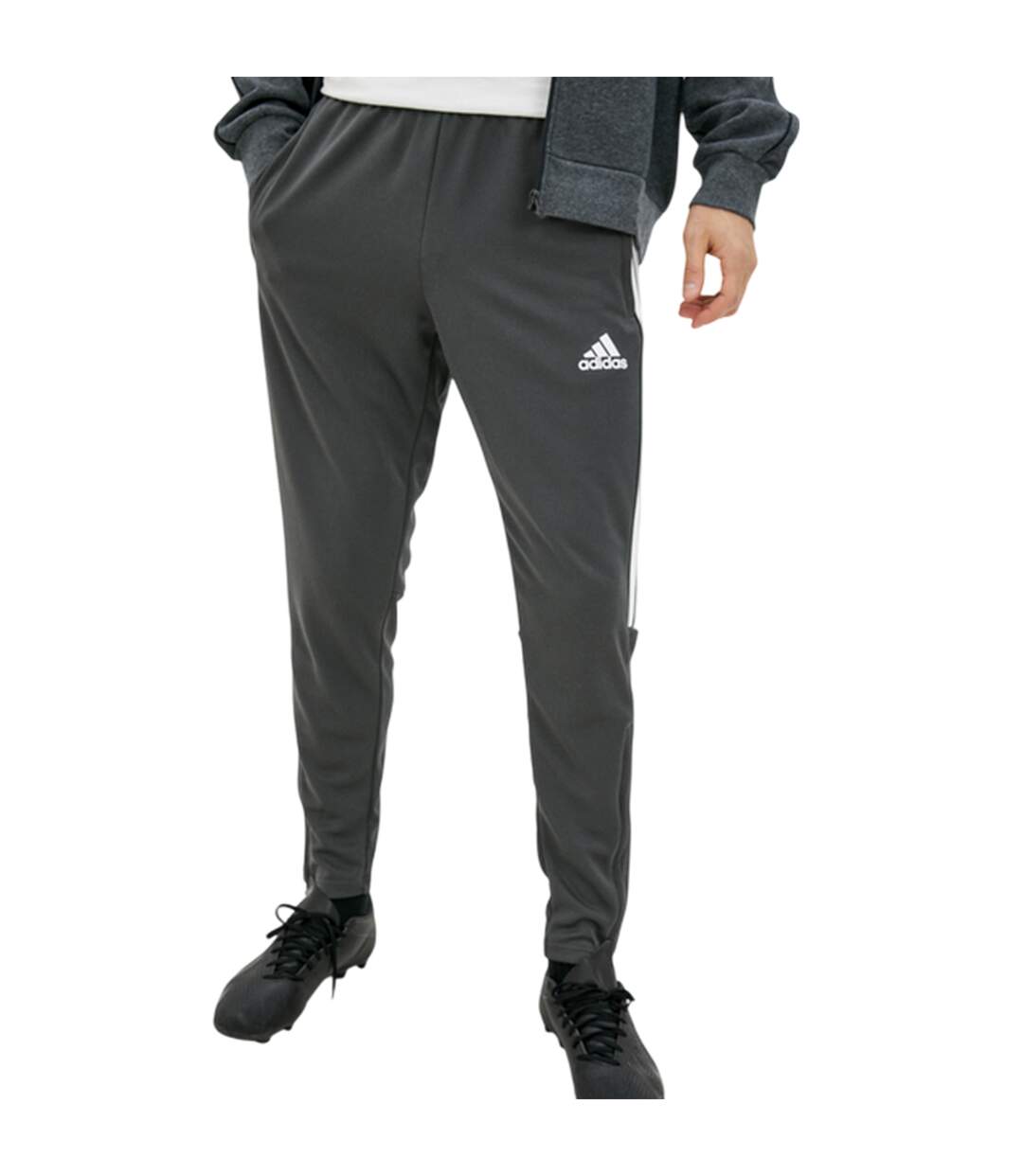 Mens Sereno Aeroready 3 Stripes Slim Tapered Tracksuit Bottoms Grey Adidas-3