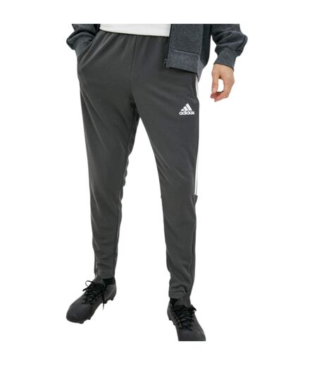 Mens Sereno Aeroready 3 Stripes Slim Tapered Tracksuit Bottoms Grey Adidas