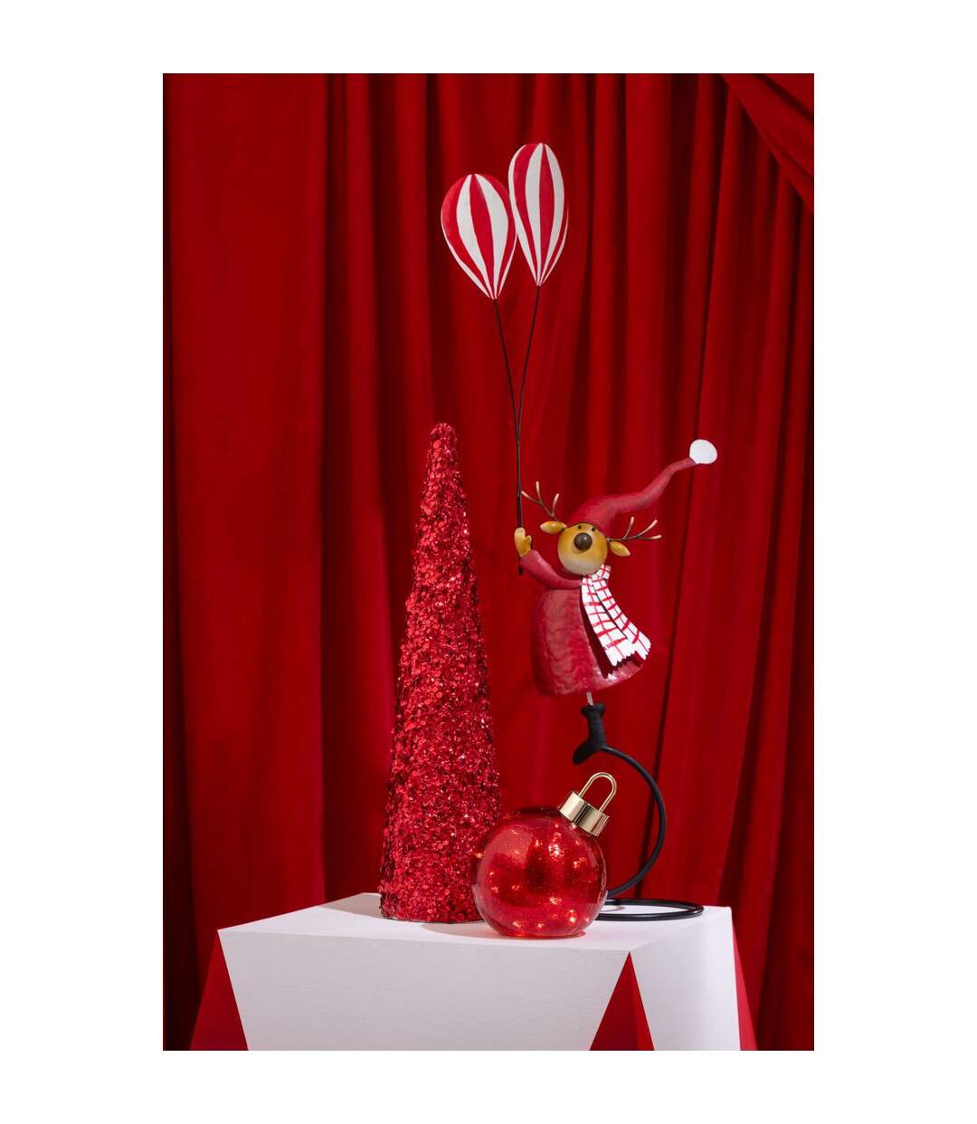Renne Déco sur Socle Ballons 85cm Rouge-3