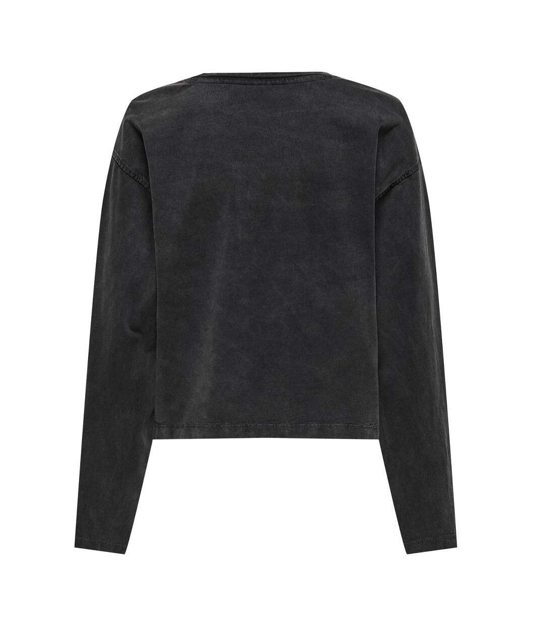 T-Shirt manches longues noir femme jdy washed-2