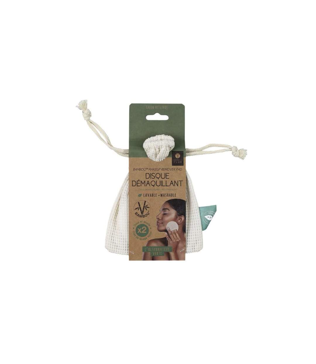 Lot de 2 Disques Démaquillant Lavable 15cm Naturel-3